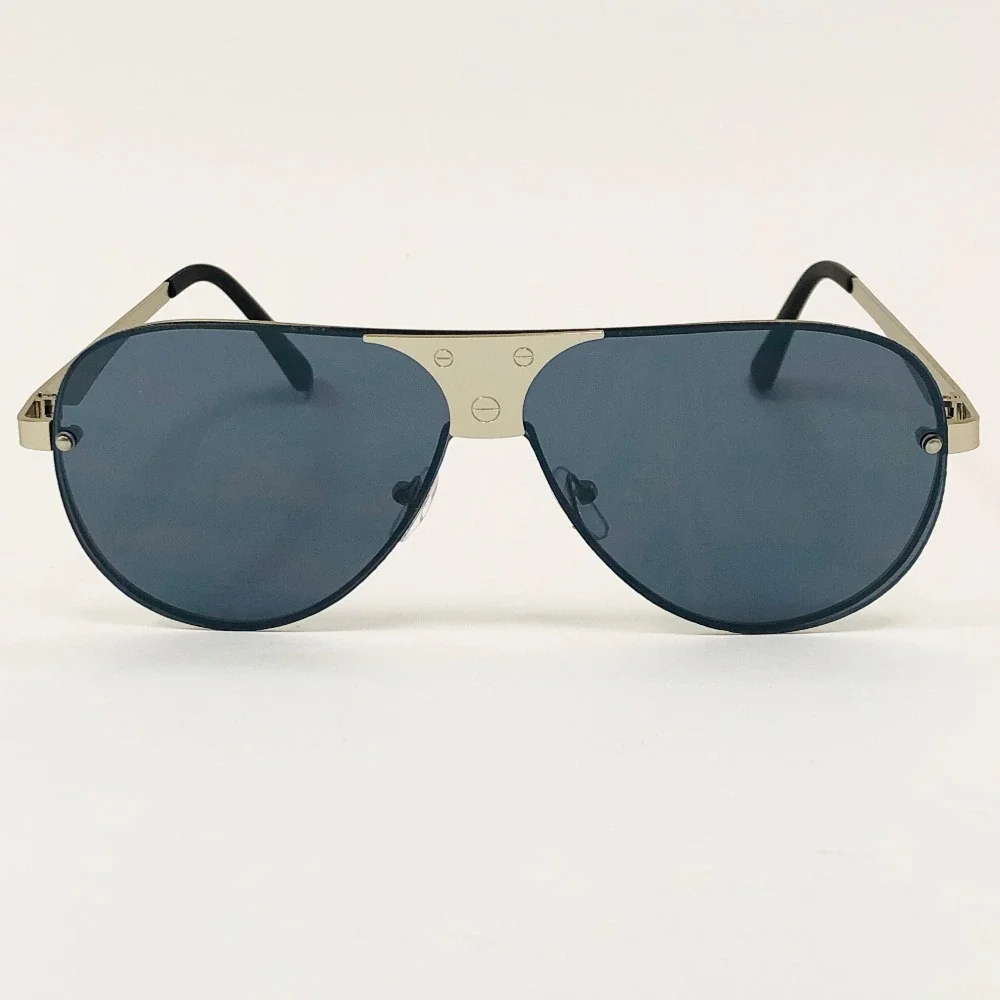 Sunglasses Silver Frame Dark Black Lens Men's Fashion Eyewear UV400‎ Protection
